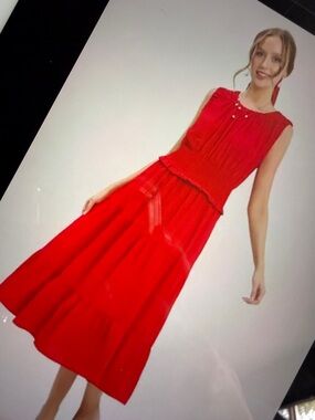 ♥️Hello Gorgeous! Umgee Smocked Waist Tiered Midi Dress-Cherry Red